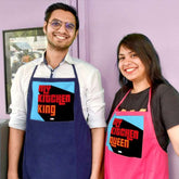 My Kitchen King & Queen Printed Red Apron For Husband and Wife